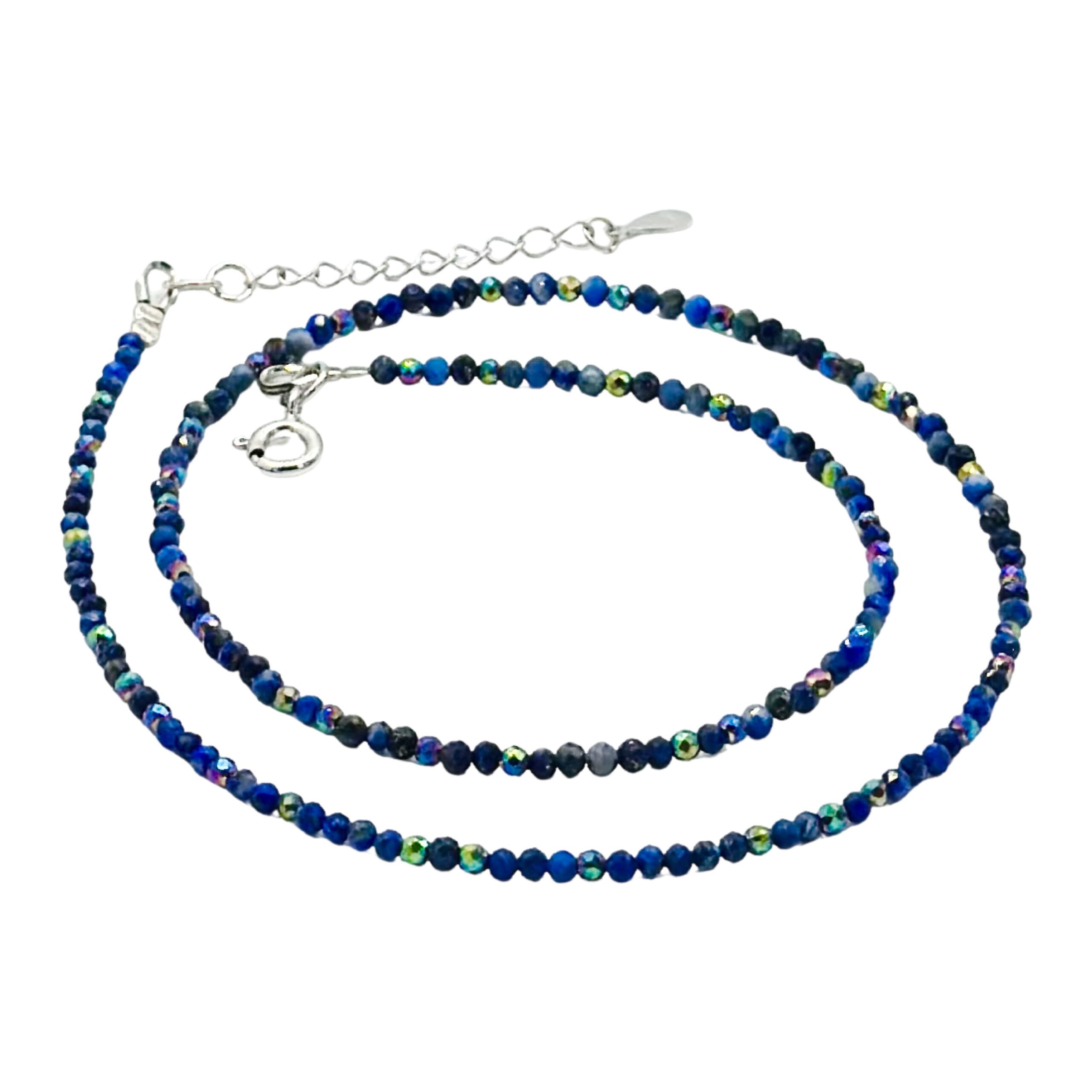 Colier lapis lazuli 2mm si argint