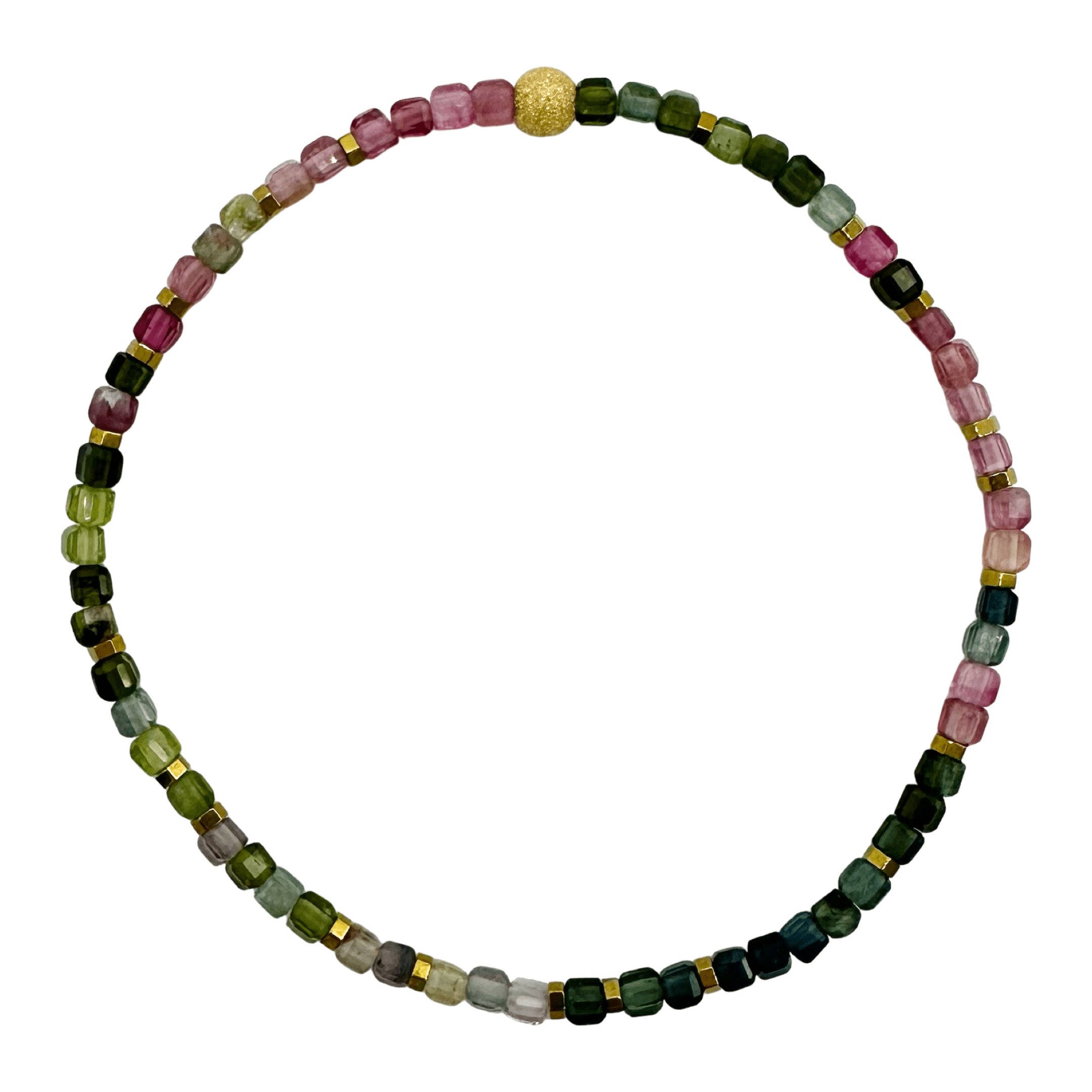 Bratara turmalina multicolor subtire cuburi elastica