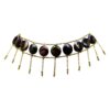 Choker din perle negre naturale sub forma de banut 15mm, hematit si lant din otel inoxidabil 304 auriu. Lungime intre 32-36 cm.
