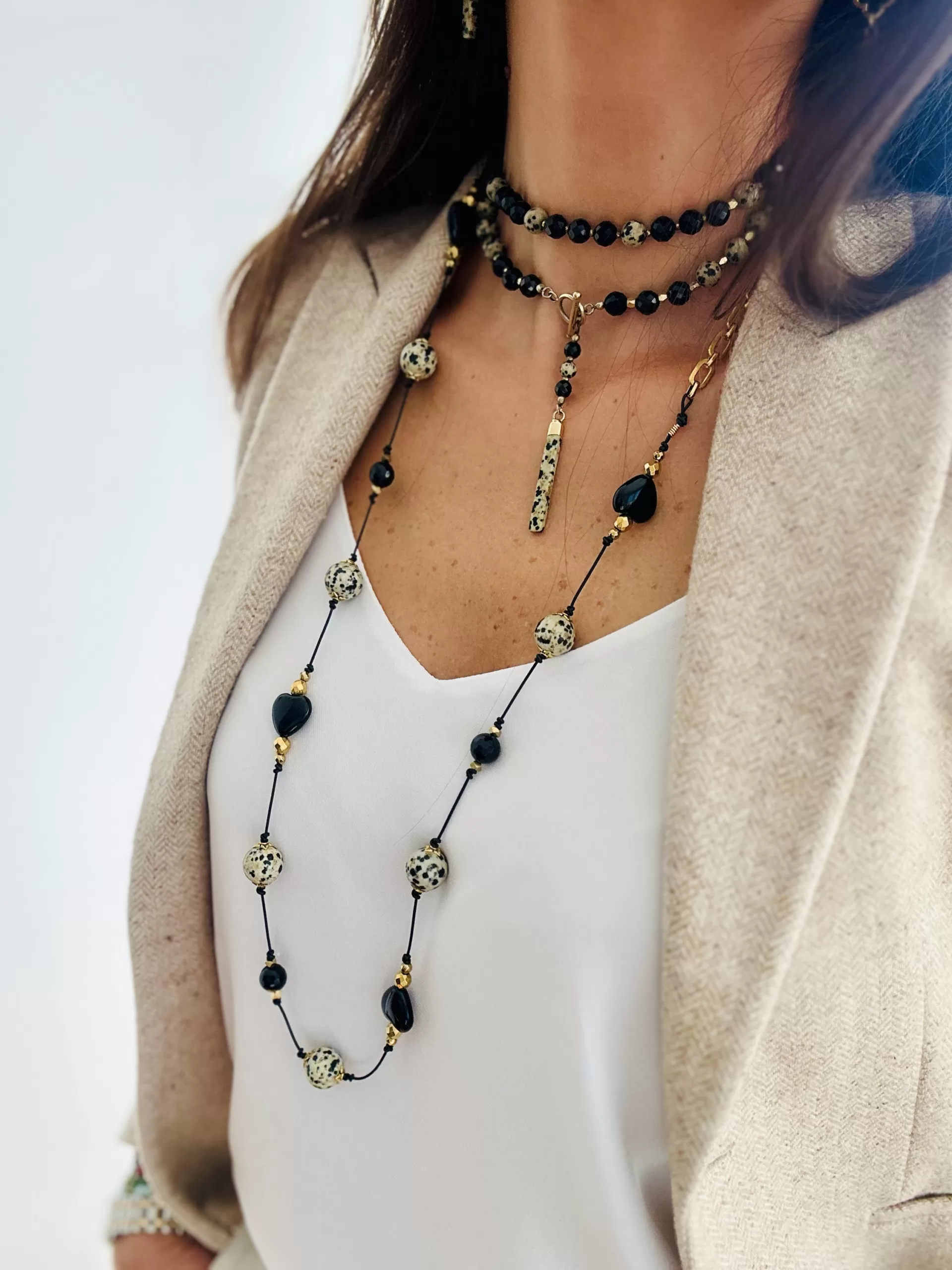colier onix jasp dalmatian hematiti inox opulent heart