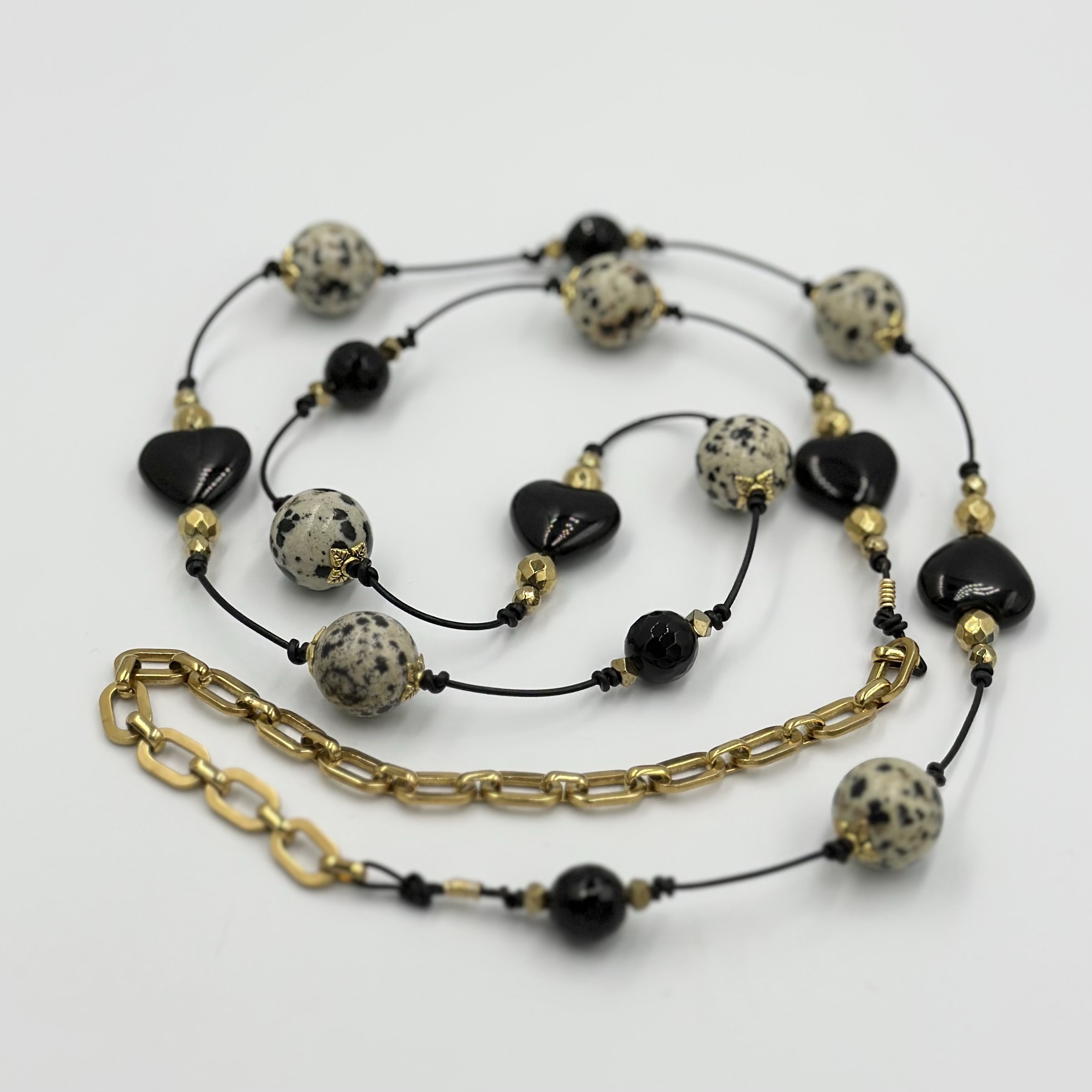 colier onix jasp dalmatian hematiti inox opulent heart