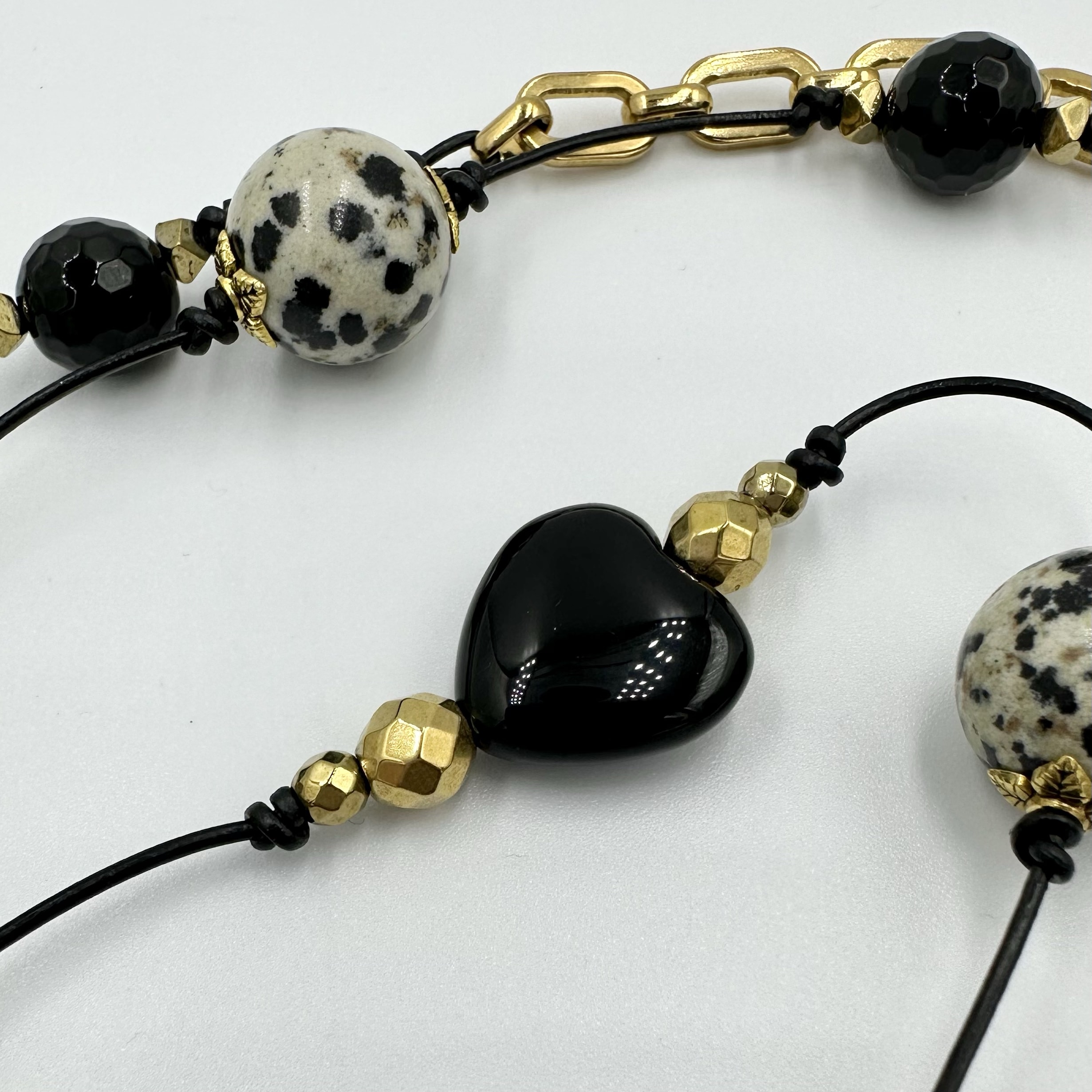 colier onix jasp dalmatian hematiti inox opulent heart