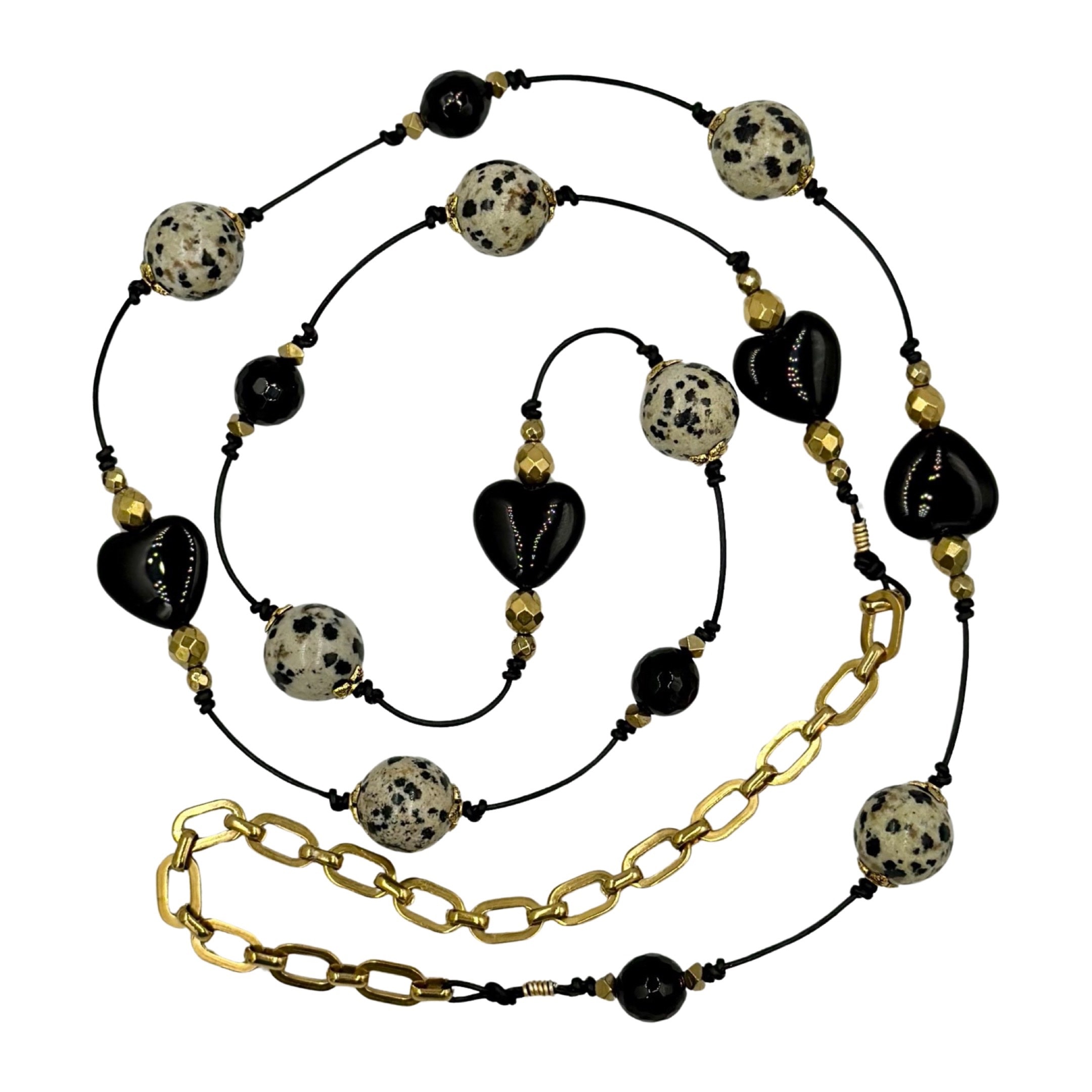 colier onix jasp dalmatian hematiti inox opulent heart