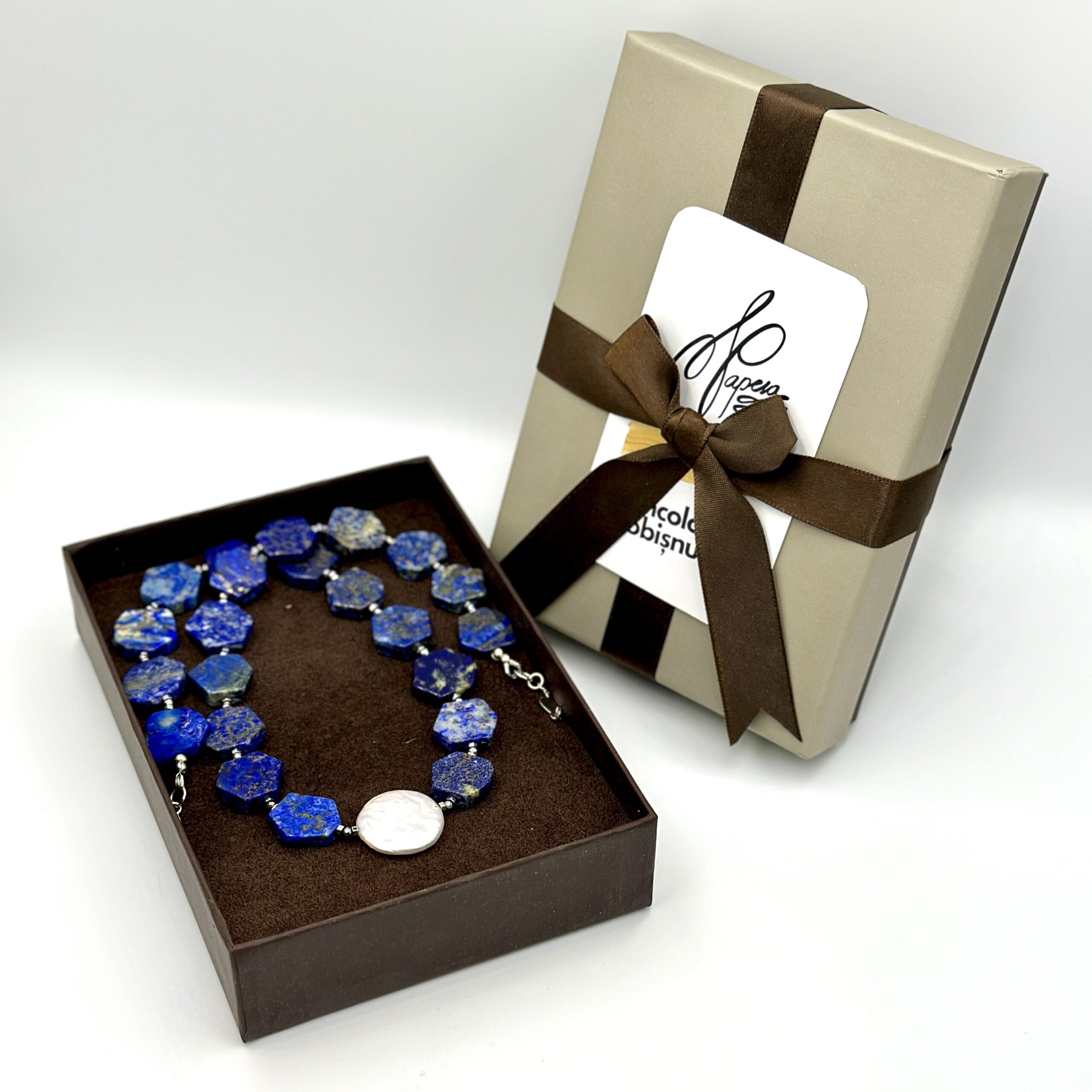 Colier lapis lazuli perla disc nyx3