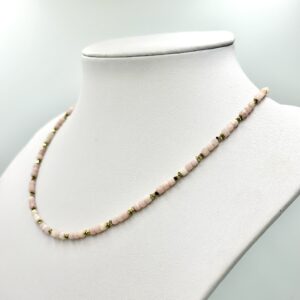 Colier opal roz si hematit auriu4