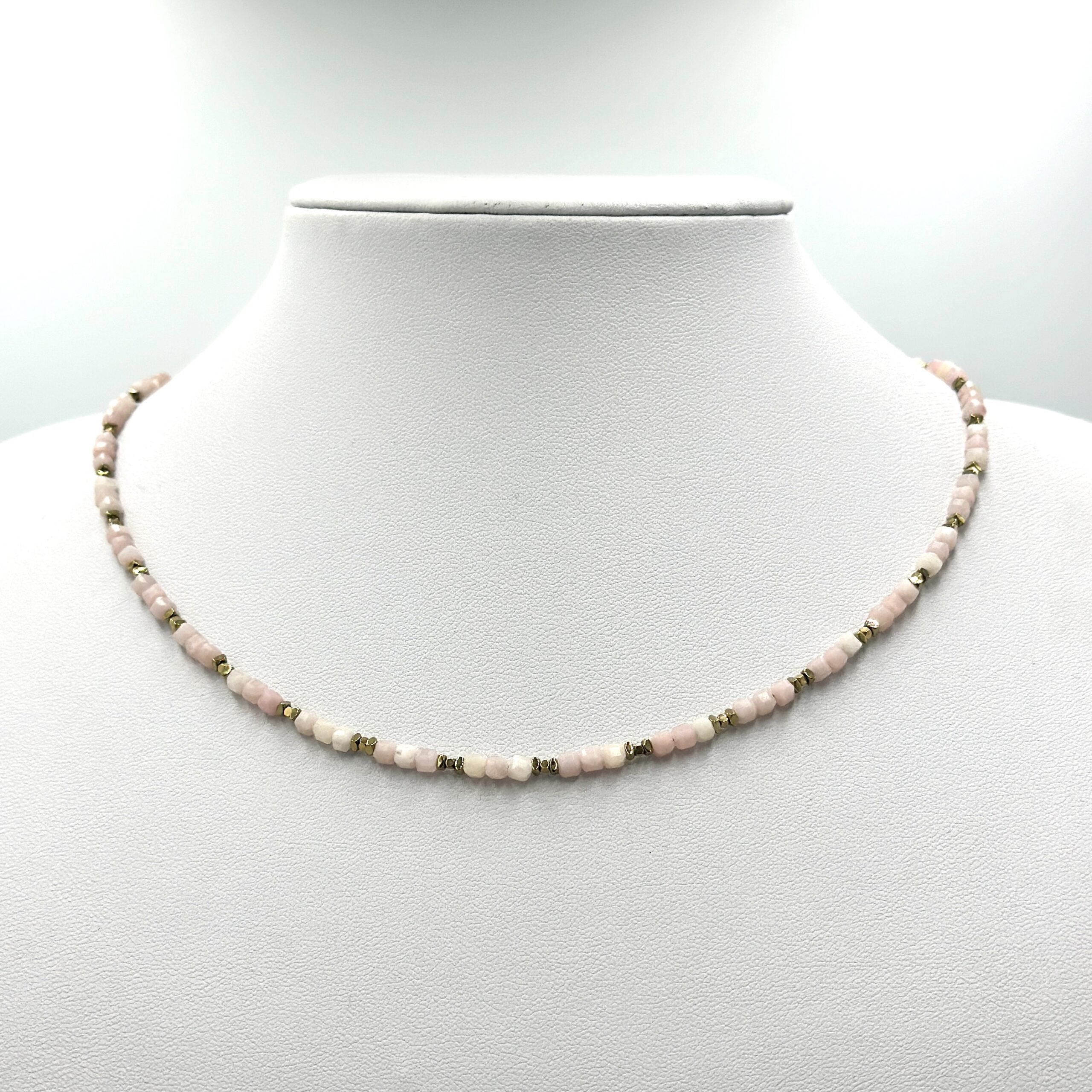 Colier opal roz si hematit auriu6