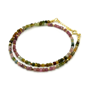 Colier cu turmalina colorata cub 3mm si hematit Spektra