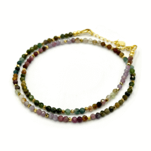 Colier turmalina multicolora 3mm si hematit Chroma