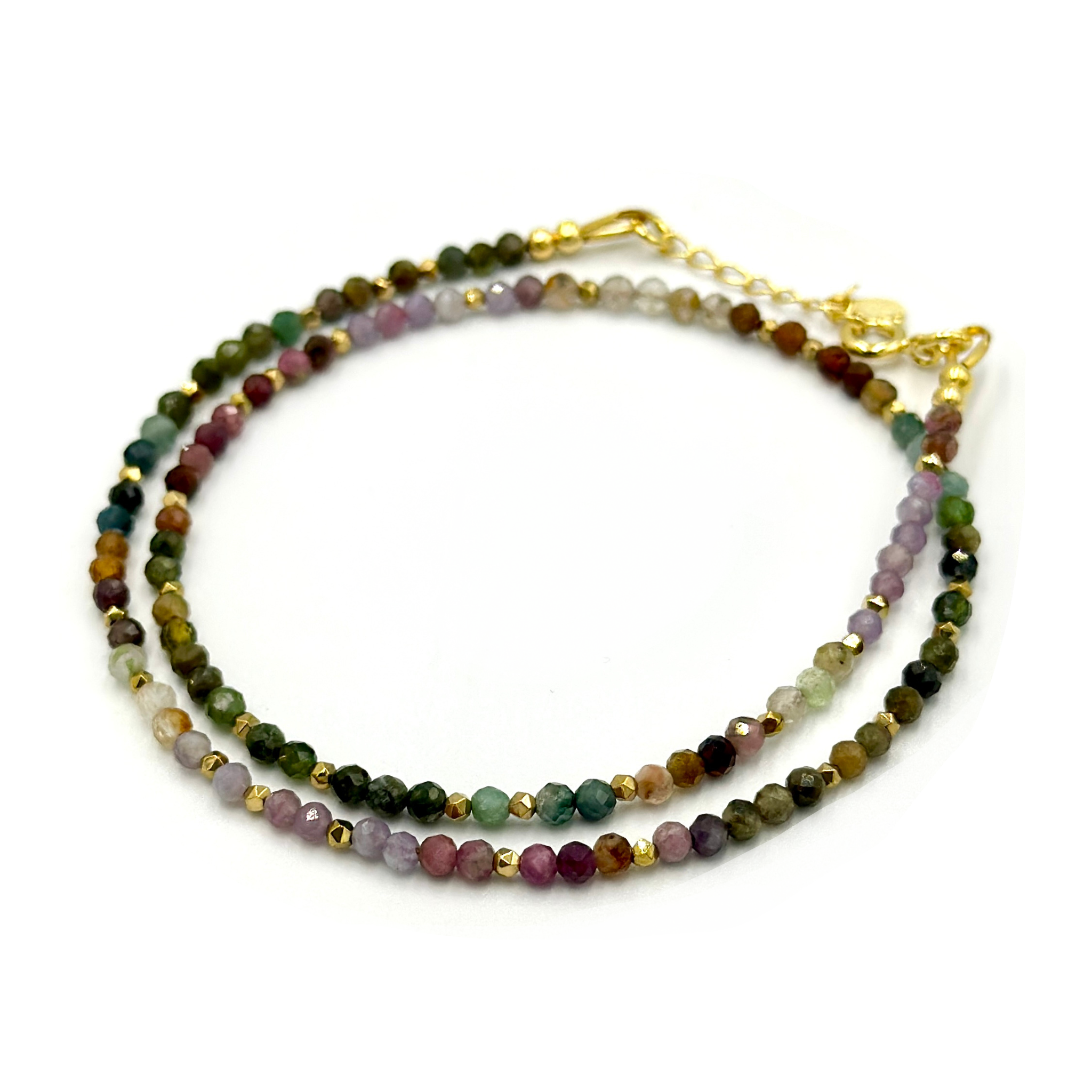 Colier turmalina multicolora 3mm si hematit Chroma