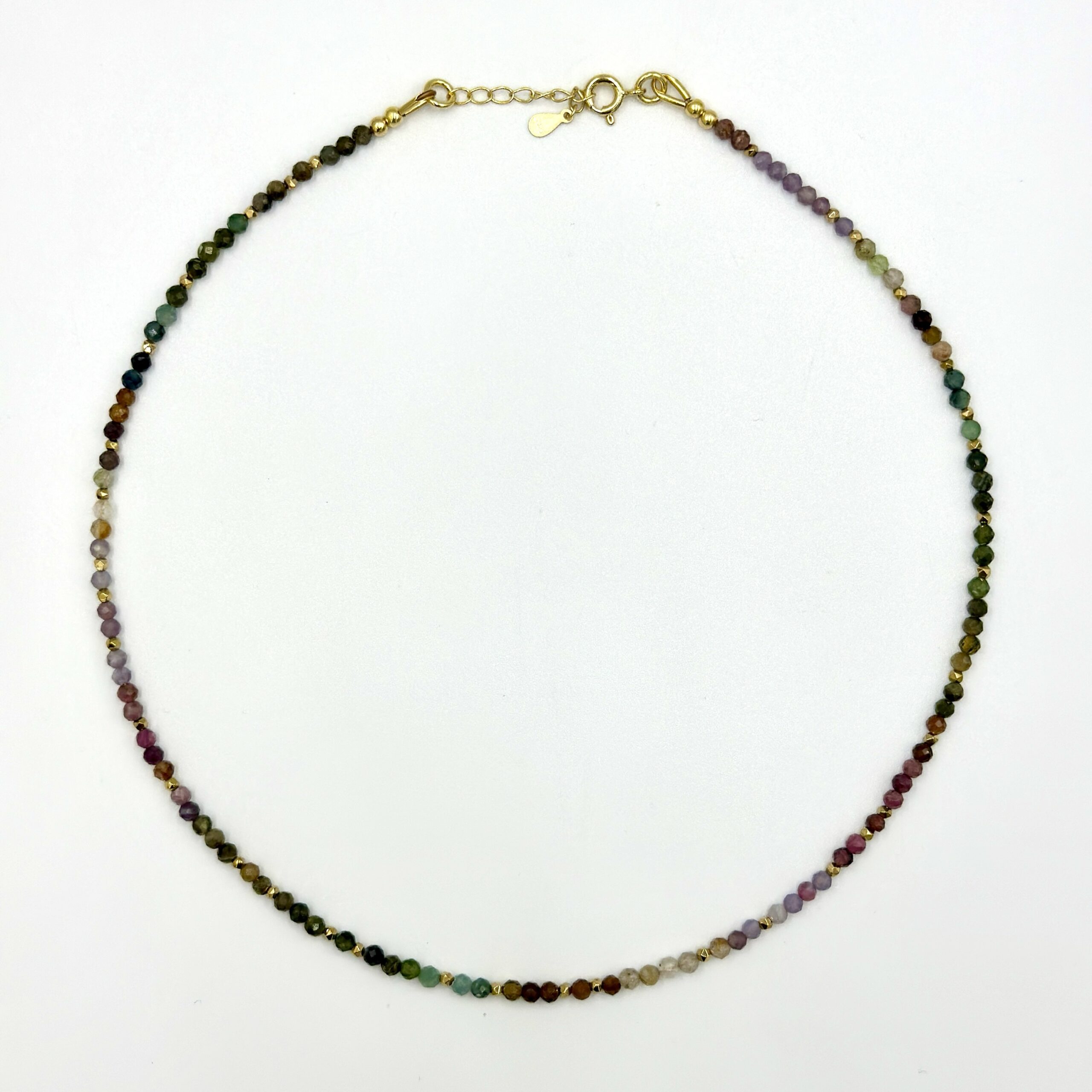 Colier turmalina multicolora 3mm si hematit Chroma4