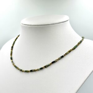 Colier cu turcoaz african tuburi 2mm si hematit Veridia2